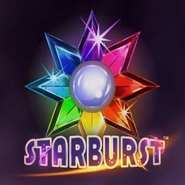 Official Slots logo: Starburst by NetEnt at Vegasino Casino
